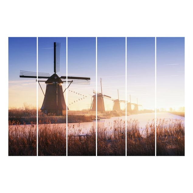 Schiebegardinen Set - Windmühlen von Kinderdijk - Flächenvorhänge