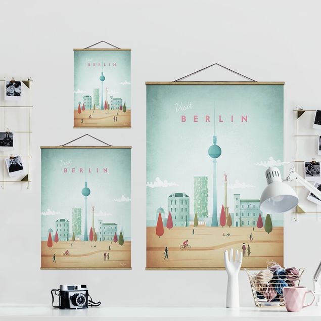 Stoffbild mit Posterleisten - Reiseposter - Berlin - Hochformat 3:4