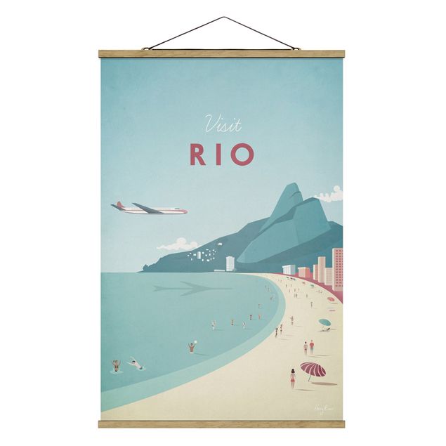 Stoffbild mit Posterleisten - Reiseposter - Rio de Janeiro - Hochformat 2:3