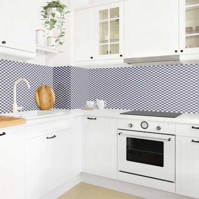 Küchenspiegel Geometrischer Fliesenmix Würfel Violett