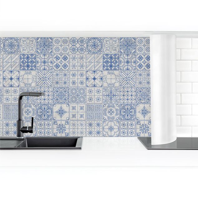 Küchenrückwand selbstklebend Fliesenmuster Coimbra blau