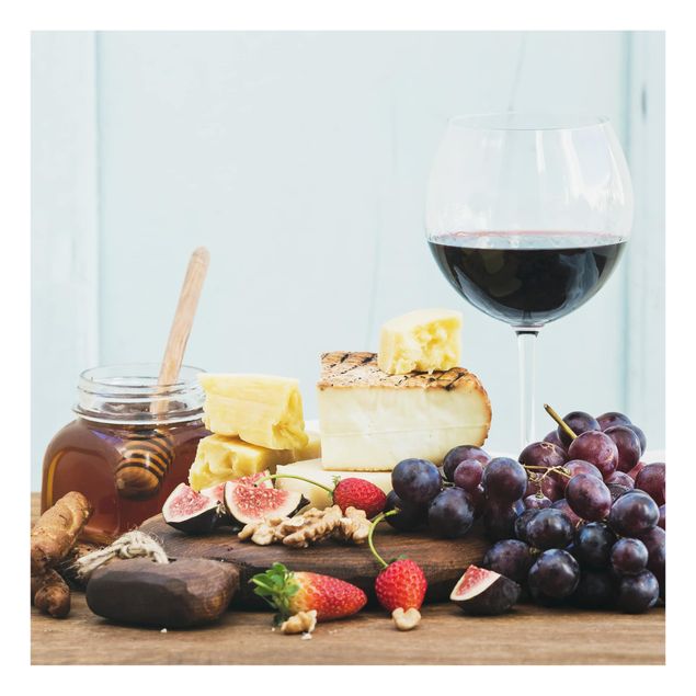 Glas Spritzschutz - Käse und Wein - Quadrat - 1:1
