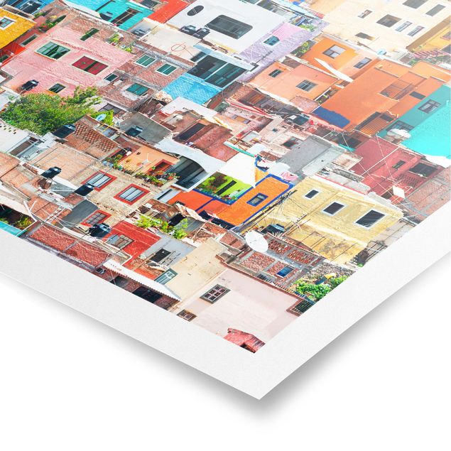 Poster kaufen Farbige Häuserfront Guanajuato