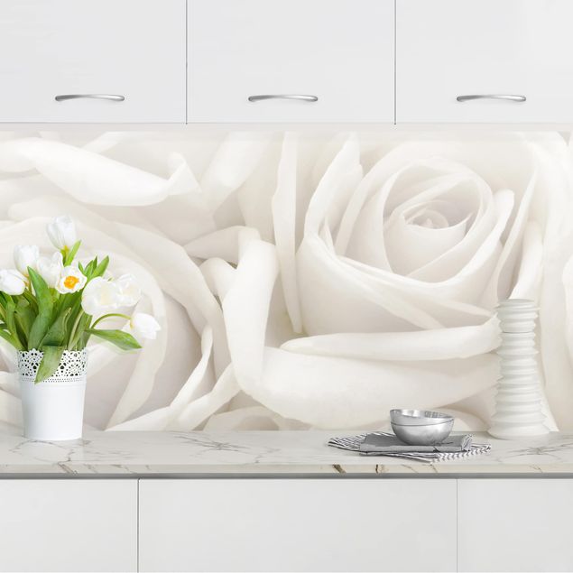 Platte Küchenrückwand Weiße Rosen