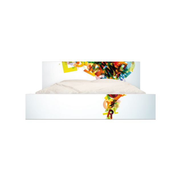 Möbelfolie für IKEA Malm Bett niedrig 140x200cm - Klebefolie Rainbow Alphabet