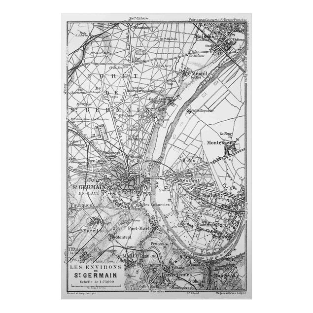 Alu-Dibond - Vintage Karte St Germain Paris - Querformat