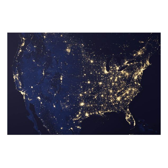 Alu-Dibond - NASA Fotografie USA von oben bei Nacht - Hochformat