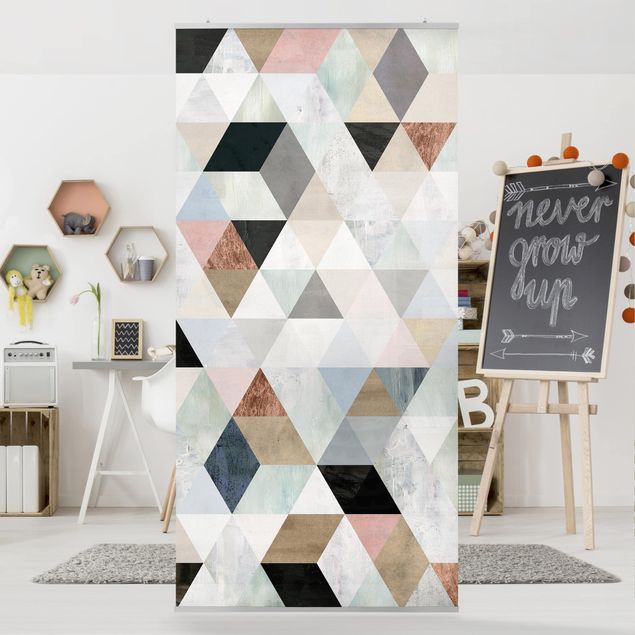 Vorhang Raumtrenner Aquarell-Mosaik mit Dreiecken I