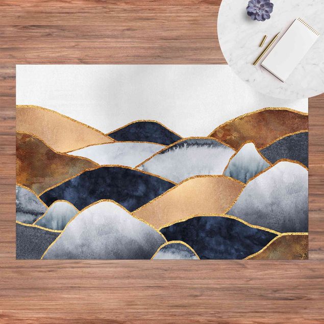Teppich für Balkon Goldene Berge Aquarell