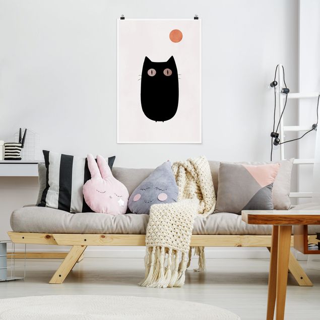 Tierposter Schwarze Katze Illustration