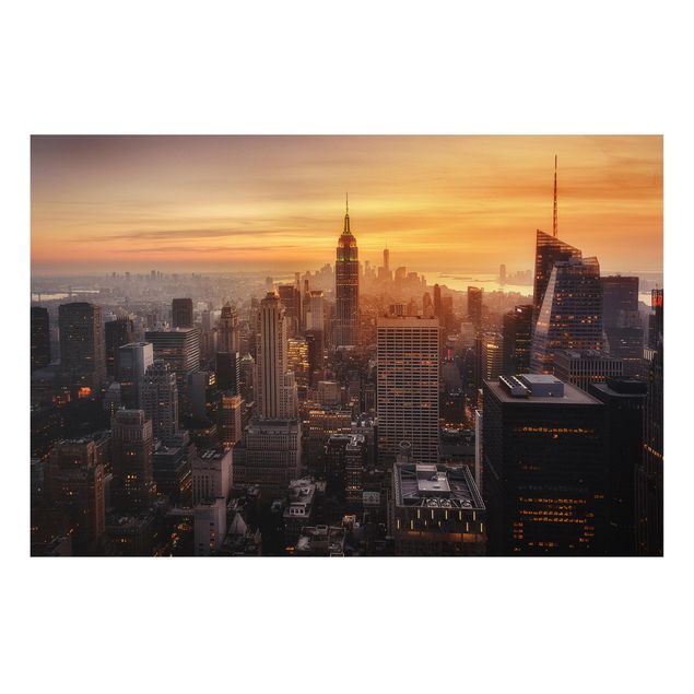 Bilder auf Hartschaumplatte Manhattan Skyline Abendstimmung