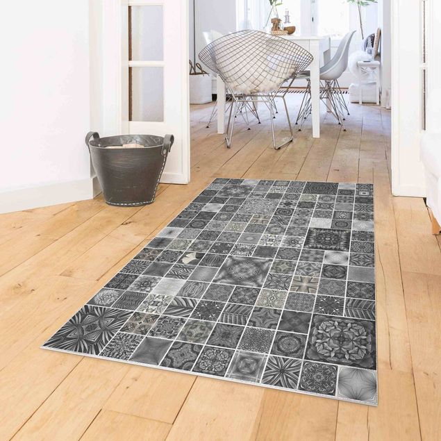 Moderne Teppiche Graue Dschungelfliesen mit Silberschimmer