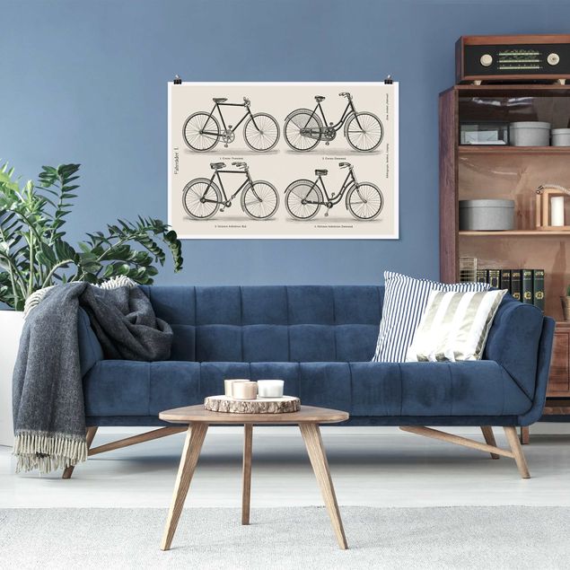 Moderne Poster Vintage Schautafel Fahrräder