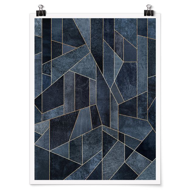 Fredriksson Poster Blaue Geometrie Aquarell