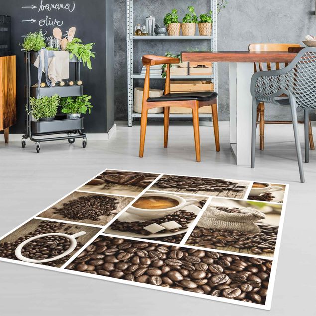 Vinyl-Teppich - Kaffee Collage - Quadrat 1:1