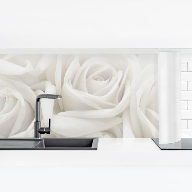 Küchenrückwand selbstklebend Weiße Rosen