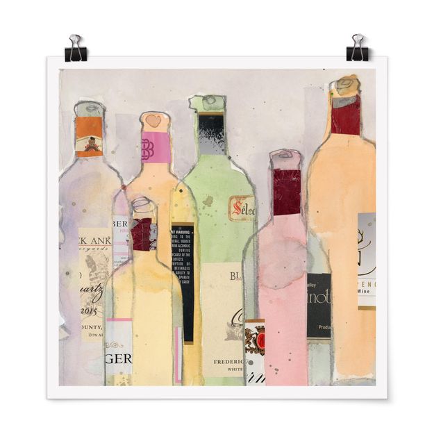 schöne Bilder Weinflaschen in Wasserfarbe I