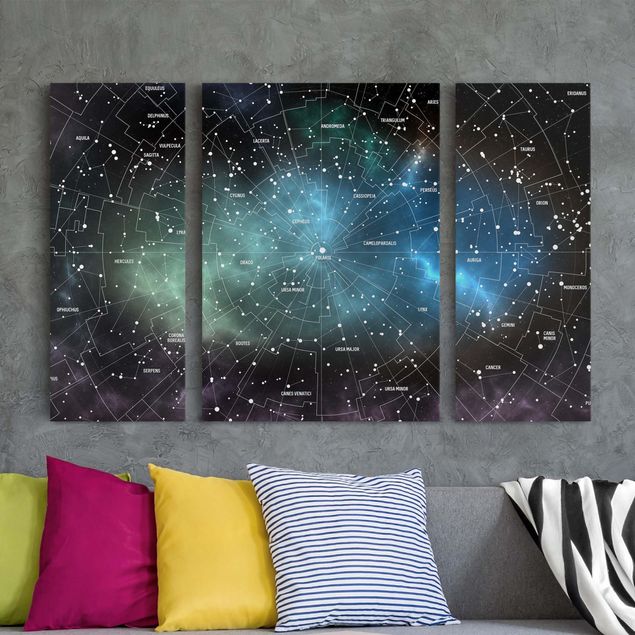 Weltkarte Leinwandbild Sternbilder Karte Galaxienebel