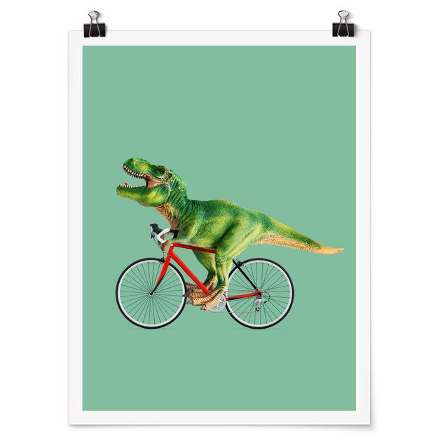 Jonas Loose Poster Dinosaurier mit Fahrrad