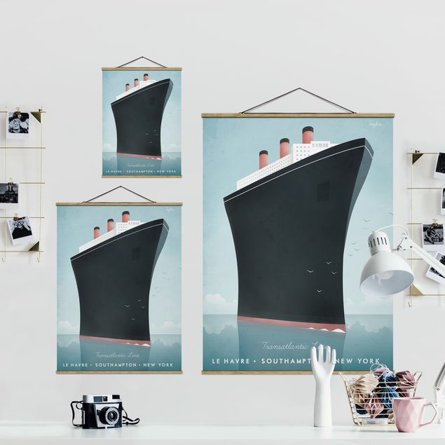 Stoffbild mit Posterleisten - Reiseposter - Kreuzfahrtschiff - Hochformat 3:4