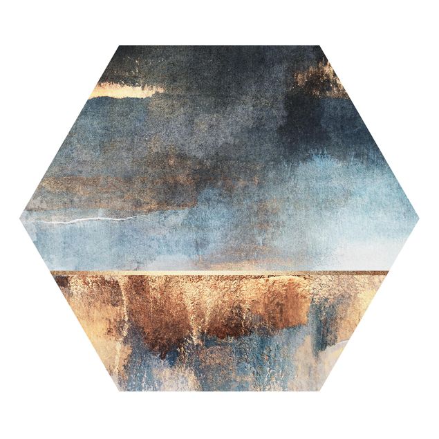 Hexagon Bild Forex - Abstraktes Seeufer in Gold