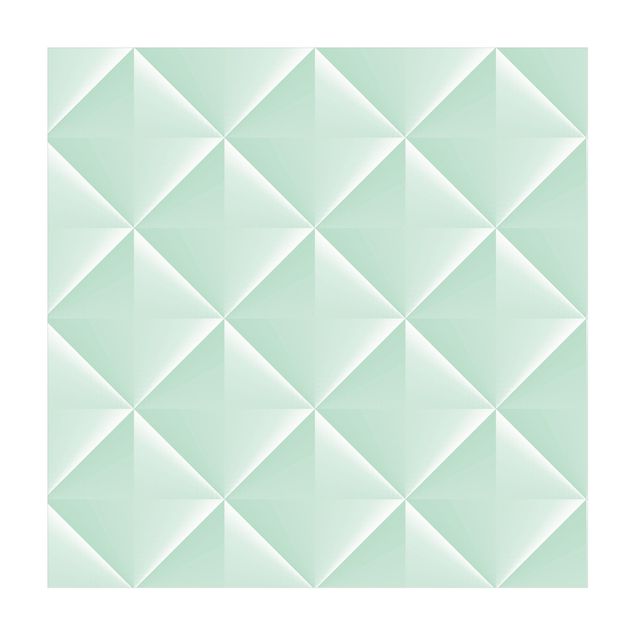Teppich grün Geometrisches 3D Rauten Muster in Mint