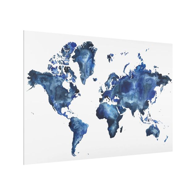 Spritzschutz Küche Wasser-Weltkarte hell