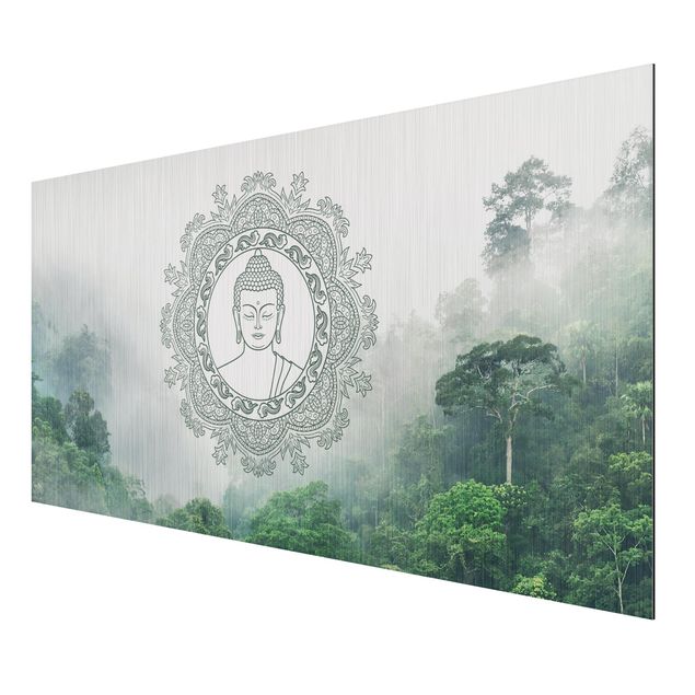 Alu-Dibond - Buddha Mandala im Nebel - Hochformat