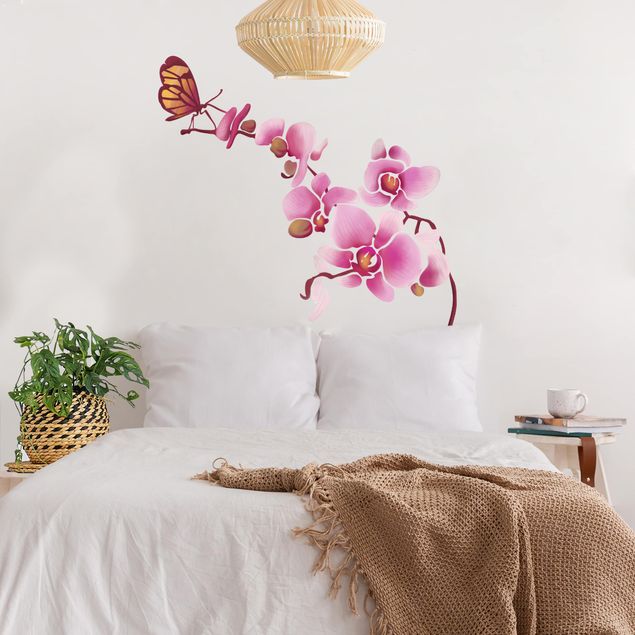 Wandsticker Orchidee mit Schmetterling
