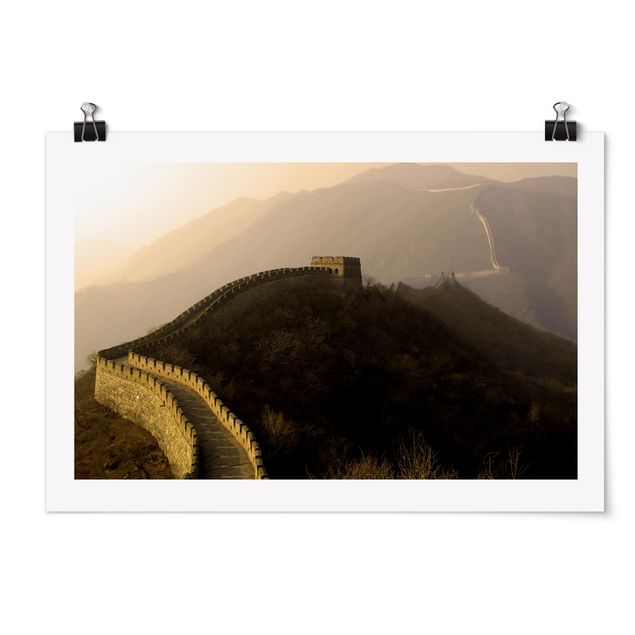 Poster - Sonnenaufgang über der chinesischen Mauer - Querformat 2:3