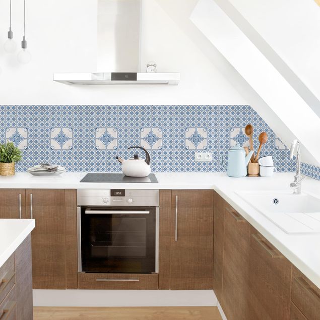 Wandpaneele Küche Fliesenmuster Porto blau