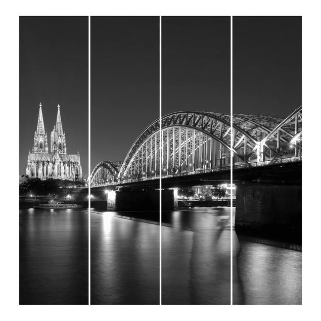 Schiebegardinen Set - Köln bei Nacht II - Flächenvorhänge