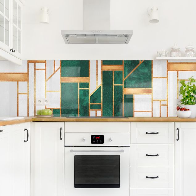 Küchenspiegel Emerald und Gold Geometrie