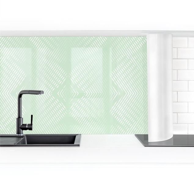 Küchenrückwand selbstklebend Rautenmuster mit Streifen in Mintgrün II
