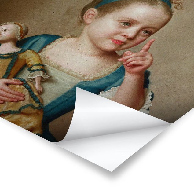 Poster - Jean Etienne Liotard - Mädchen mit Puppe - Quadrat 1:1
