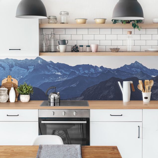 Küchenrückwand selbstklebend Blaues Bergpanorama