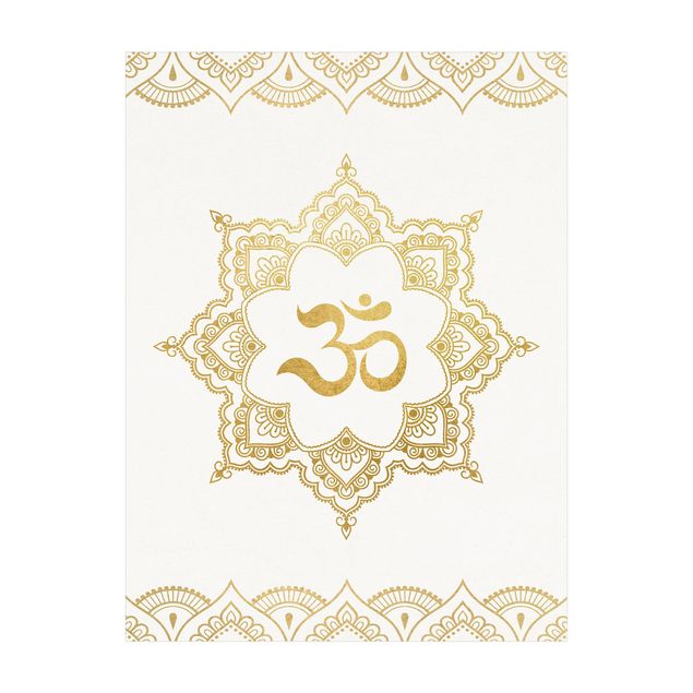 Teppich gold Mandala OM Illustration Ornament weiß gold