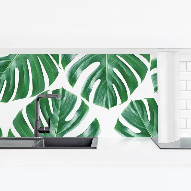 Küchenrückwand selbstklebend Tropische grüne Blätter Monstera