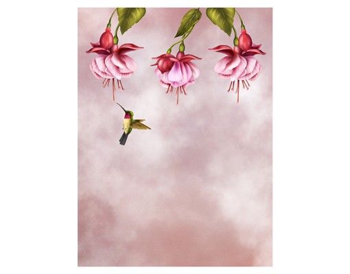 Fensterfolie Motiv Blumen Kolibri
