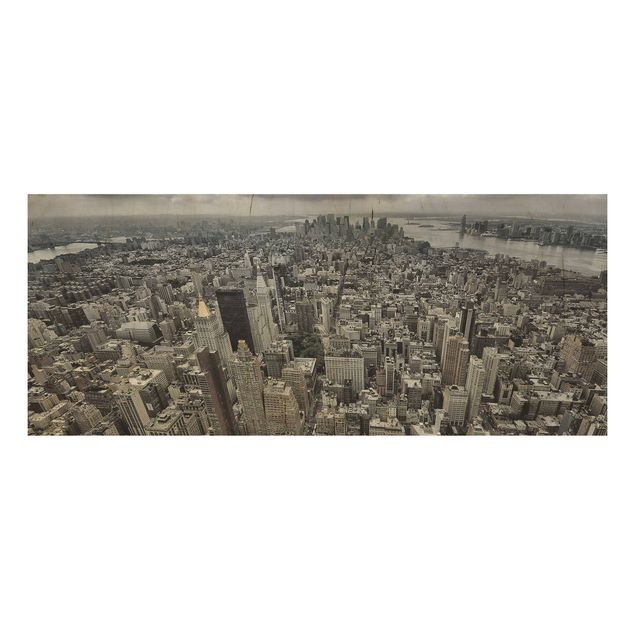 Bilder auf Holz Blick über Manhattan