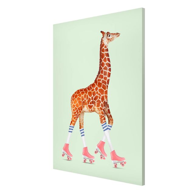 Magnettafel - Jonas Loose - Giraffe mit Rollschuhen - Memoboard Hochformat 3:2