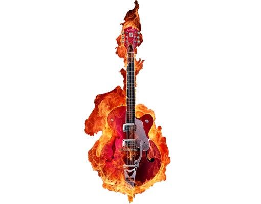Klebefolie Fenster Gitarre in Flammen