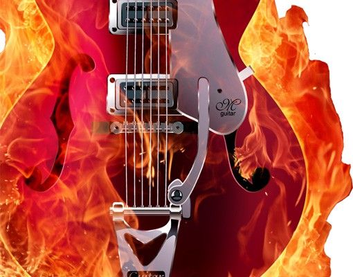Wandtattoo No.205 Gitarre in Flammen