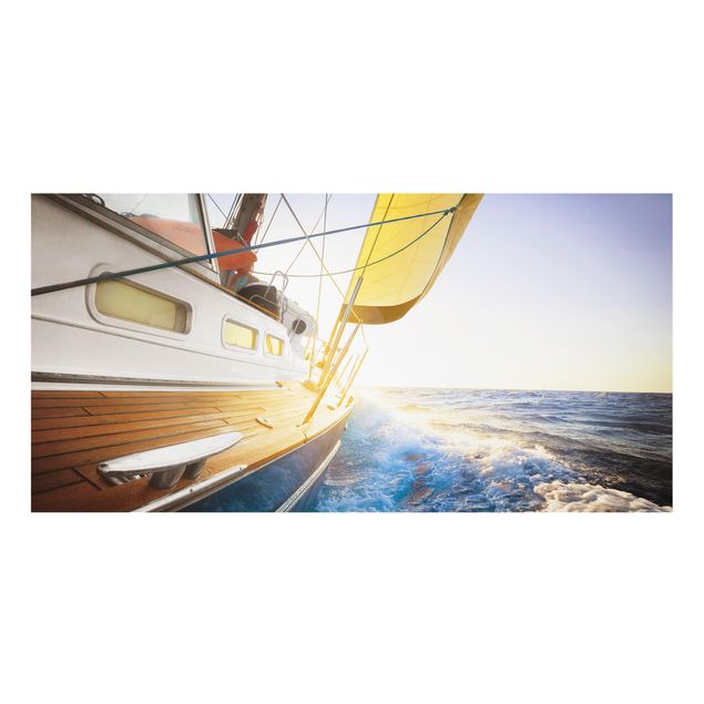 Küchenspritzschutz Segelboot auf blauem Meer bei Sonnenschein