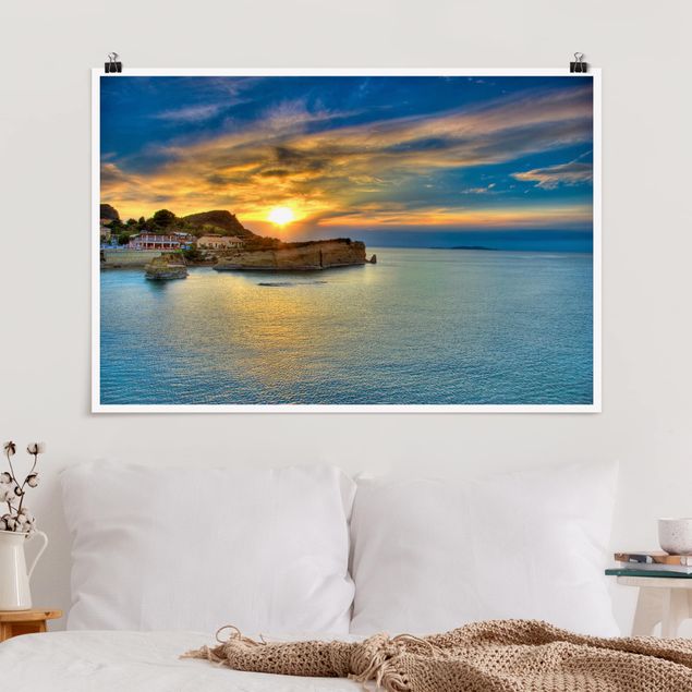 Riesenposter XXL Sonnenuntergang über Korfu