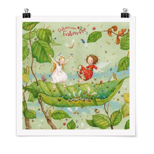 Poster - Erdbeerinchen Erdbeerfee - Trampolin - Quadrat 1:1