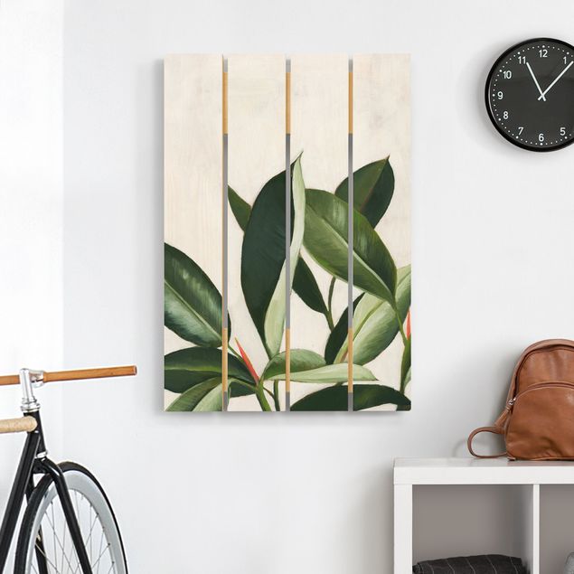 Wandbild Holz Lieblingspflanzen - Gummibaum