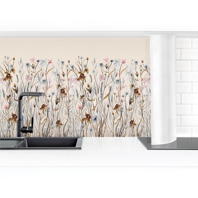 Küchenrückwand selbstklebend Wilde Trockenblumenwiese