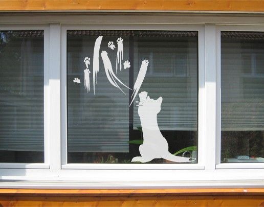 Fensterfolie - Fenstertattoo No.UL633 Katzenkunst - Milchglasfolie
