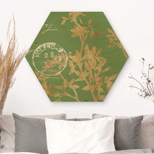 Holzbilder mit Sprüchen Goldene Blätter auf Lind II